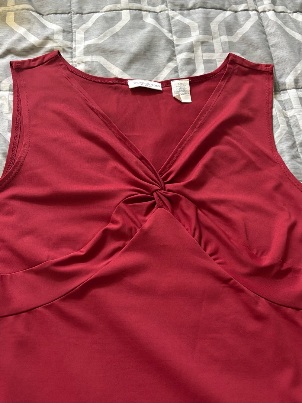 Worthington Twist-Front Sleeveless Tank Top in Red